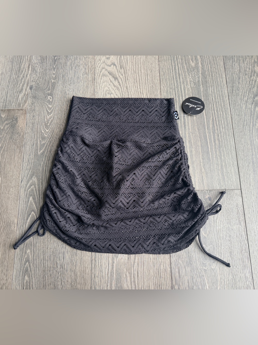 Exotica ExoticAthletica Black Bohemian Lace High Waisted Tie Side Skort Size L
